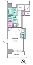 レジディア月島2 ワンルームの間取図画像