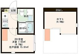 グラン竹ノ塚 2階1Kの間取り