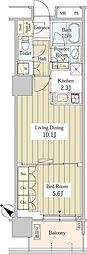 ユニゾンタワー東中野 1LDKの間取図画像