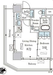 パークアクシス大塚ステーションゲートタワー 1LDKの間取図画像