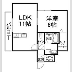 カーサ・フェリーチェ長岡京 1階1LDKの間取り