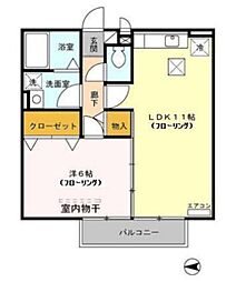 プレジオ 1階1LDKの間取り