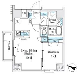 プライムブリス板橋本町 9階1LDKの間取り