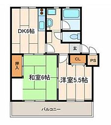サニーヴィラ 2DKの間取図画像