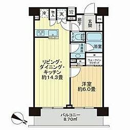 ライオンズクオーレ東京三ノ輪シティゲート 1LDKの間取図画像
