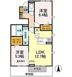 グランパルクB 2LDKの間取図画像
