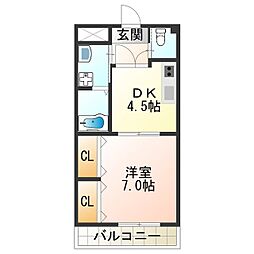 ブエナビスタ貝塚 1DKの間取図画像