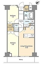 市谷台町坂フロント 10階2LDKの間取り