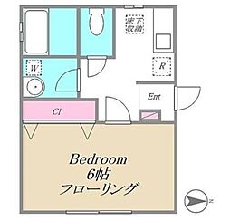 JR中央線 三鷹駅 徒歩30分の賃貸アパート 1階1Kの間取り