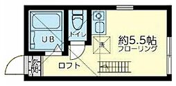 ユナイト屏風ヶ浦ザナドゥー 1階ワンルームの間取り