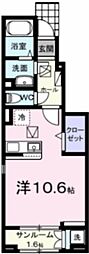 パフュームI 1階ワンルームの間取り