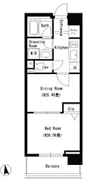 パークキューブ上野 1DKの間取図画像