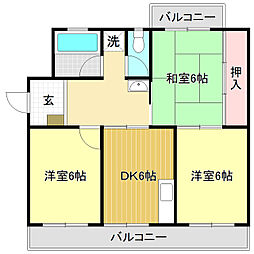 コーポ多喜 3DKの間取図画像