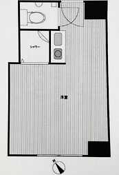 赤坂レジデンシャルホテル ワンルームの間取図画像