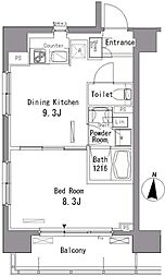 パークアクシス東陽町 5階1LDKの間取り