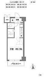 ラグゼナ本厚木 ワンルームの間取図画像