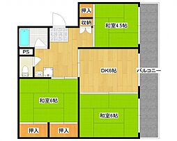 大産桜ヶ丘ビル 3DKの間取図画像