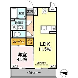 ビアンコ光が丘 3階1LDKの間取り
