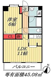 サトミ2番館 1LDKの間取図画像