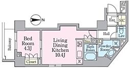 クレストコート目白新坂レジデンス 1LDKの間取図画像