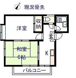 カナデアンハイツミサキ 2Kの間取図画像