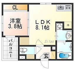 仮）西ノ京冷泉町 2階1LDKの間取り