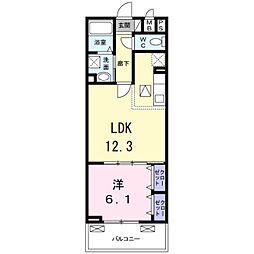 ソレイユ 2階1LDKの間取り