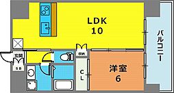 CITY SPIRE新神戸 9階1LDKの間取り