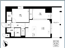 東京マンション 1SLDKの間取図画像