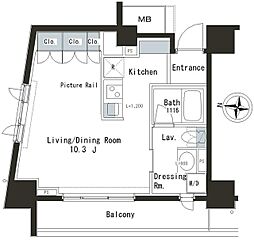パークアクシス本郷の杜 7階1Kの間取り
