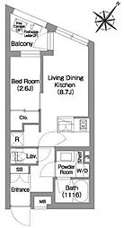 コンフォリア・リヴ渋谷本町 3階1LDKの間取り