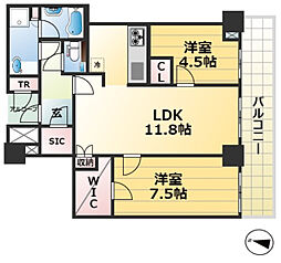 ザ・パークハウス神戸ハーバーランドタワー 18階2LDKの間取り