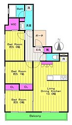 ミオカステーロ南多摩 6階3LDKの間取り