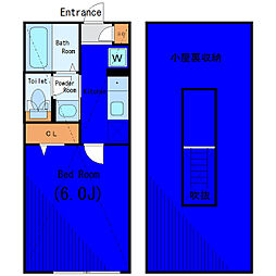 湘南新宿ライン宇須 西大井駅 徒歩12分の賃貸アパート 2階1Kの間取り