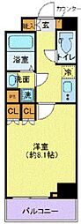 プレール・ドゥーク東陽町 1Kの間取図画像
