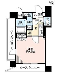 プレール・ドゥーク板橋舟渡 1Kの間取図画像