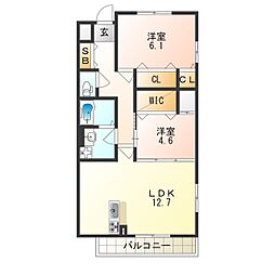 フォレストコートN 2LDKの間取図画像