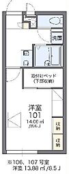 レオパレスシェヴル 1Kの間取図画像
