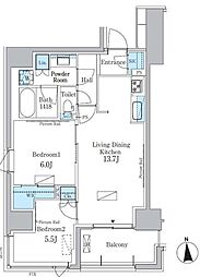 JR総武線 大久保駅 徒歩6分の賃貸マンション 2階2LDKの間取り