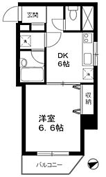 エヴァーグレース 1DKの間取図画像