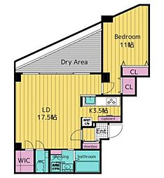 東京メトロ銀座線 表参道駅 徒歩13分の賃貸マンション 地下1階1LDKの間取り