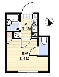 スーペリアージュ東大井 1Kの間取図画像