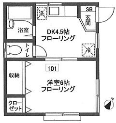 メゾン神楽坂 1階1DKの間取り