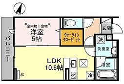 プランドール富士見 1階1LDKの間取り