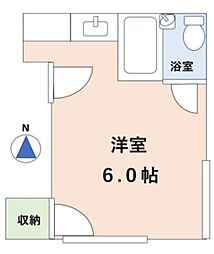 JR中央線 高円寺駅 徒歩8分の賃貸アパート 2階ワンルームの間取り