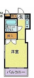 西武新宿線 花小金井駅 徒歩22分の賃貸マンション 4階ワンルームの間取り