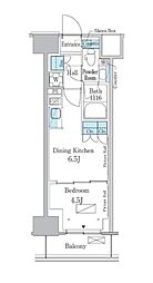 パークアクシス新宿百人町 7階1DKの間取り