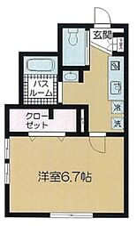 フェリーチェ洗足池 2階1Kの間取り