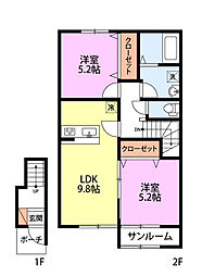 イルコリーヌ 2LDKの間取図画像