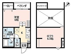 シャルマンコート2 1Kの間取図画像